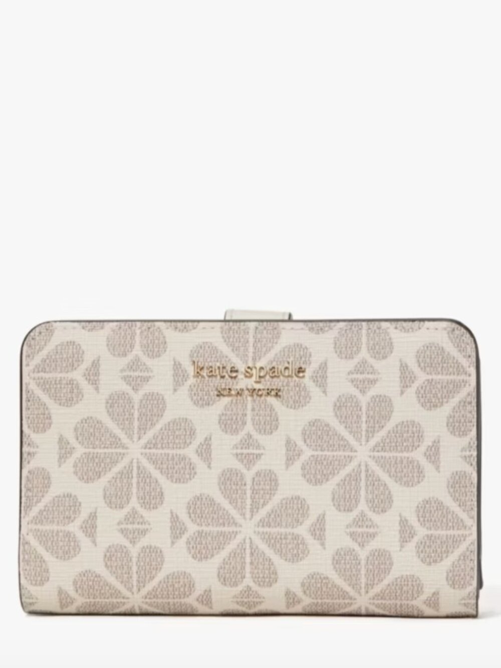 Kate Spade Spade Flower Coated Canvas Compact Wallet (French Cream)